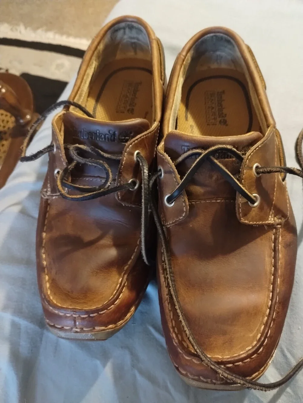Timberland Men/ Young Men Brown Leather Boat Shoes 2 Eye Classic Sz 8M